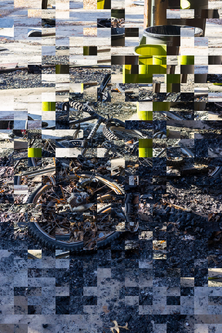 Out of Context (Burned Bike with Barrels)