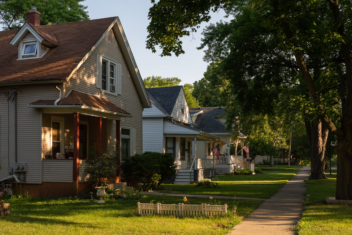 Houses - Tan and Red with Short Fence