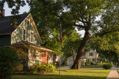 Neighbors (Green with Orange Door)